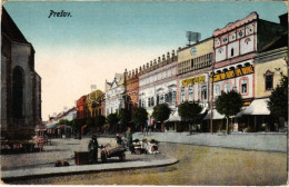 * T2/T3 Eperjes, Presov; Masaryk Utca, Piac, Cipő áruház üzlete. Stehrovo Knihkupectvo Kiadása / Street, Shops, Market ( - Ohne Zuordnung