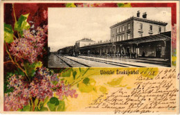 T2/T3 1901 Érsekújvár, Nové Zámky; Vasútállomás, Gőzmozdony, Vonat. Conlegner J. és Fia Kiadása / Railway Station, Locom - Non Classés