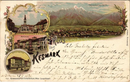 T2/T3 1898 (Vorläufer) Késmárk, Kezmarok; Városháza, Magas Tátra, Fő Tér, Lyceum új épülete / Vysoké Tatry, Town Hall, M - Unclassified