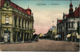 T2 1922 Losonc, Lucenec; Utca, Ignátz Redlinger üzlete. Greiner Simon Kiadása / Street, Shop - Ohne Zuordnung