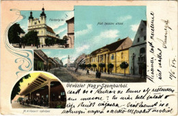 T2/T3 1918 Nagyszombat, Tyrnau, Trnava; Ferenc József Tér, Várostorony, Piac, üzletek, MÁV (Magyar Királyi Államvasutak) - Non Classés