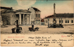 T2 1903 Nyitra, Nitra; Kossuth Tér, Nemzeti Színház, Piac / Square, Market, Theatre - Non Classés