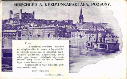 T2/T3 1899 (Vorläufer) Pozsony, Pressburg, Bratislava; Hirschler A. Kézimunkaraktára Reklám / Handicraft Shop's Advertis - Non Classés