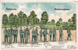 T3 1912 Pöstyén, Pistyan, Piestany; V. Átalakulás. Gipsz H. Kiadása. Humoros Litho Művészlap / Metamorphose / Spa, Metam - Non Classés