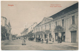 ** T2/T3 Pöstyén, Piestany; Ferenc József út, üzletek. Kaiser Ede Kiadása / Franz Josef-Strasse / Street View, Shops (ra - Non Classés