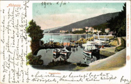 T2/T3 1900 Abbazia, Opatija; Bootshafen / Csónak Kikötő / Boat Port. G. Rüger & Co. (EK) - Unclassified