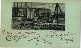 T2 1898 (Vorläufer) Fiume, Rijeka; Hafen / Port At Night. Ottmar Zieher Art Nouveau Litho (ferdén Vágva / Slant Cut) - Ohne Zuordnung