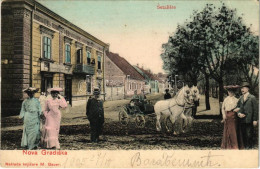 T3 1905 Újgradiska, Novagradiska, Nova Gradiska; Setaliste, Sandora Fussara Radoslav Markovic. M. Bauer / Sétány, üzlet. - Ohne Zuordnung