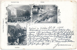 T3/T4 1901 Vrlika, Opcinski Dom, Cesma, Gradina. L. Mioni Photogr. Pola / Town Hall, Mineral Water Spring, Park. Art Nou - Sin Clasificación