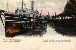 ** T2 Vukovár, Vukovar; "ALBRECHT" Gőzüzemű Oldalkerekes Személyhajó. Vilma Baum Kiadása / Hungarian Passenger Steamship - Unclassified