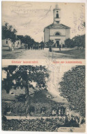 T2 1913 Locsmánd, Lutzmansburg; Evangélikus Templom, Huszár Frigyes üzlete és A Tulajdonos Levele / Shop, Lutheran Churc - Unclassified