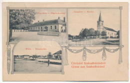 * T4 Szabadbáránd, Grosswarasdorf; Pfarrwohnung, Hauptplatz, Kirche / Paplakás, Főtér, Templom / Parish House, Main Squa - Unclassified