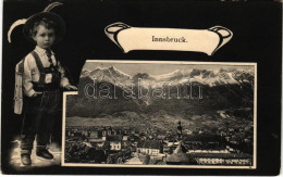 T2 1908 Innsbruck. Art Nouveau Montage With Little Boy In Tyrolean Folk Costume - Unclassified