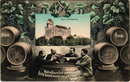 T2/T3 1909 Maria Enzersdorf, Veste Liechtenstein / Castle. Art Nouveau Montage With Wine Barrels And Drinking Men (EK) - Non Classés