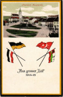 T2 Sitzendorf An Der Schmida, Hauptplatz. Aus Grosser Zeit 1914-16 - Rudolf Rosenauer Art Nouveau With The Flags Of The  - Ohne Zuordnung