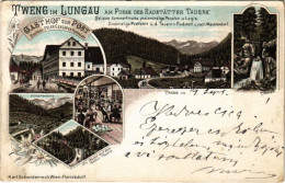 T2/T3 1896 (Vorläufer) Tweng Im Lungau, Gasthof Zur Post (Besitzer: Peter Genser), Thenfall, Friedhofhöhe, Speisesaal, A - Ohne Zuordnung