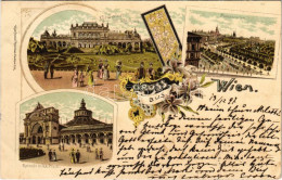 T2/T3 1897 (Vorläufer) Wien, Vienna, Bécs; Kur-Salon Im Stadtpark, Franzensring, Rotunde Im K.k. Prater. Kunstanstalt Ro - Zonder Classificatie