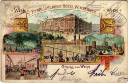 T3 1909 Wien, Vienna, Bécs; Etablissement Hotel Wimberger, Garten & Terasse, München In Wien, Wiener Gemüthliches, Cafe. - Ohne Zuordnung