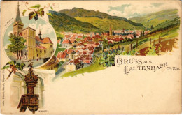 ** T2/T3 Lautenbach, Kirche, Kanzel / Church. Gebr. Künzli Nr. 363. Art Nouveau, Floral, Litho (EK) - Unclassified