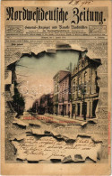 T2/T3 1902 Bremerhaven, Bürgerm. Smidtstrasse, Nordwestdeutsche Zeitung / Street, Newspaper Montage. Art Nouveau (EK) - Ohne Zuordnung