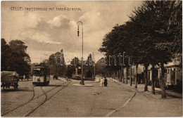 T1/T2 1915 Celle, Triftstrasse Mit Thaer-Denkmal / Street, Tram, Statue, Horse Cart - Non Classés