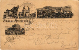 T3 1894 (Vorläufer) Gernrode, Haus Hagenthal, Kirche, Stufenberg. Art Nouveau, Floral (EK) - Unclassified