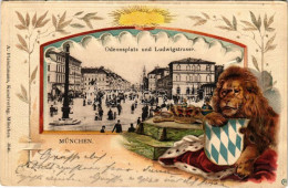 T2/T3 1901 München, Munich; Odeonsplatz Und Ludwigstrasse. A. Fleischmann Art Nouveau, Embossed Litho - Ohne Zuordnung