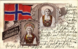 T3/T4 1899 (Vorläufer) Hardanger, Brud, Kone / Norwegian Flag And Folklore: Bride And Wife.Art Nouveau, Floral (wet Dama - Ohne Zuordnung