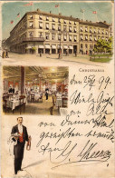 T3 1899 (Vorläufer) Oslo, Christiania, Kristiania; Grand Hotel Interior With Waiter. Art Nouveau, Litho (wet Damage) - Zonder Classificatie