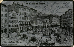 T3 1901 Trieste, Piazza Della Borsa. Deposito Alessandro Levi, Art Nouveau Metal Foil (EB) - Non Classés