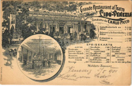 * T2 1901 Venezia, Lido, Grande Restaurant Al Teatro Lido-Venezia Condotta Da Carlo Picco, Speisekarte. C. Ferrari / Res - Non Classificati