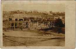 T2/T3 1918 Braila, Am Kai / Danube Bridge, WWI German Military Soldiers. Photo (EK) + "K.U.K. FELDPOSTAMT 230" - Unclassified