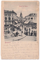 * T3/T4 1904 Bucharest, Bukarest, Bucuresti, Bucuresci; Piata Sf. Anton / Square, Market (wet Damage) - Non Classés