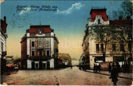 T2/T3 1916 Belgrád, Belgrade, Beograd; Herceg Mihály Utca, Bank / Fürst Michaelstraße / Street View, Bank (worn Corners) - Ohne Zuordnung