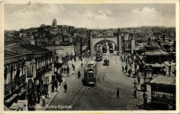 T2/T3 1935 Constantinople, Istanbul; Galata Köprüsü / Street, Bridge, Trams - Unclassified