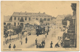 T2/T3 1913 Kolomyia, Kolomyja, Kolomyya, Kolomea; Rynek / Square, Urban Railway, Train (crease) - Ohne Zuordnung