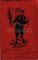 * T2/T3 Dombornyomott Krampusz üdvözlet / Embossed Krampus Greeting (EK) - Ohne Zuordnung