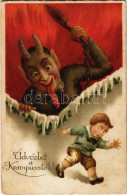 * T3 1928 Üdvözlet A Krampusztól! / Krampus With Boy, Birch And Chains (EB) - Ohne Zuordnung