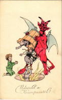 ** T2/T3 Üdvözlet A Krampusztól / Krampus Pours A Bucket Of Children Into Hell. H.H.i.W. Nr. 696. - Unclassified