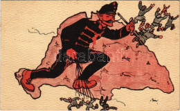 T2 1917 Humoros Első Világháborús Propaganda Lap, Osztrák-magyar Krampusz Katona Az Antant Hatalmak Ellen. A Magyar Föld - Non Classificati