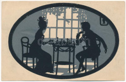 T2/T3 1922 Sakkozó Pár. Sziluettes Művészlap / Chess Game, Silhouette Art Postcard (EK) - Sin Clasificación