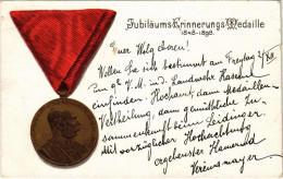 T2/T3 1898 (Vorläufer) Jubiläums Erinneruns Medaille 1848-1898 / Medál Ferenc József Uralkodásának 50. évfordulója / Med - Ohne Zuordnung
