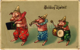 T3 Boldog új évet! Malac Banda / New Year Greeting, Pig Music Band. Litho (EM) - Sin Clasificación