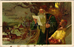 T2/T3 1932 Boldog Karácsonyi ünnepeket! Mikulás / Christmas Greeting With Saint Nicholas. Litho - Non Classés