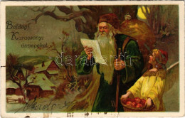 T2/T3 1932 Boldog Karácsonyi ünnepeket! Mikulás / Christmas Greeting With Saint Nicholas. Litho - Unclassified