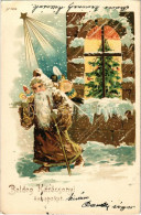 T2/T3 1900 Boldog Karácsonyi ünnepeket / Saint Nicholas With Christmas Greetings And Toys. Litho (EK) - Zonder Classificatie