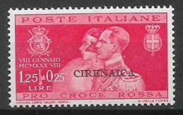 CIRENAICA  COLONIA ITALIANA  1930 NOZZE DEL PRINCIPE UMBERTO SASS. 62  MNH XF - Cirenaica