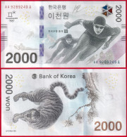 South Korea 2000 Won 2018 P-58 "Winter Olympic, Pyeong Chang" UNC - Korea, Zuid