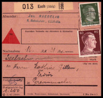 Luxemburg 1943: Paketkarte  | Besatzung, Absenderpostamt, Bezirksämter | Esch An Der Alzette;Esch-sur-Alzett, Grevenmach - 1940-1944 Occupazione Tedesca