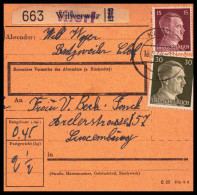 Luxemburg 1944: Paketkarte  | Besatzung, Bezirksämter, Moselland | Klerf, Kiischpelt, Luxemburg;Luxembourg - 1940-1944 Occupation Allemande